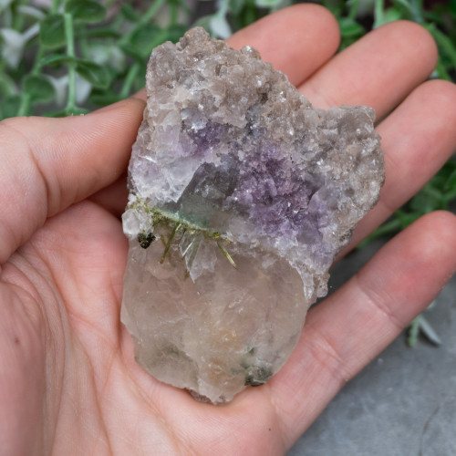 Green Tourmaline with Lepidolite in Quartz #1