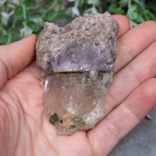 Green Tourmaline with Lepidolite in Quartz #1