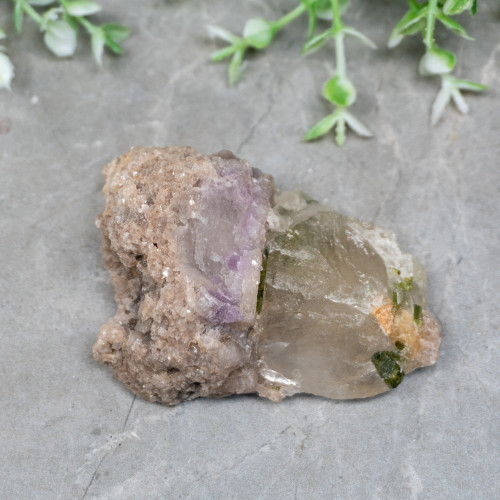 Green Tourmaline with Lepidolite in Quartz #1