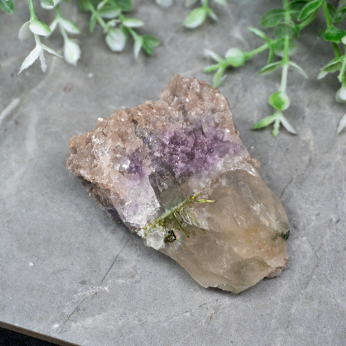 Green Tourmaline with Lepidolite in Quartz #1