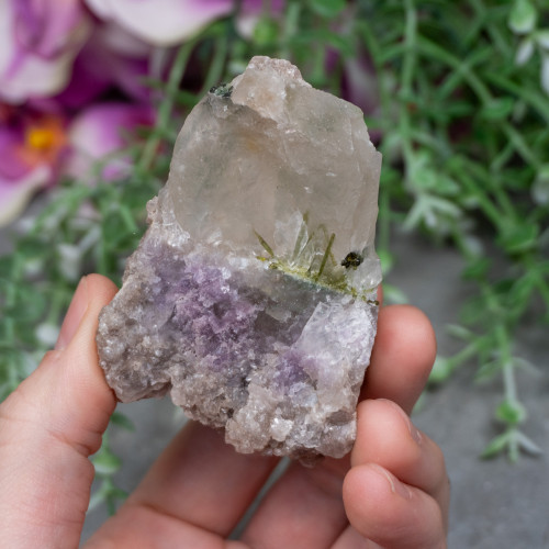 Green Tourmaline with Lepidolite in Quartz #1