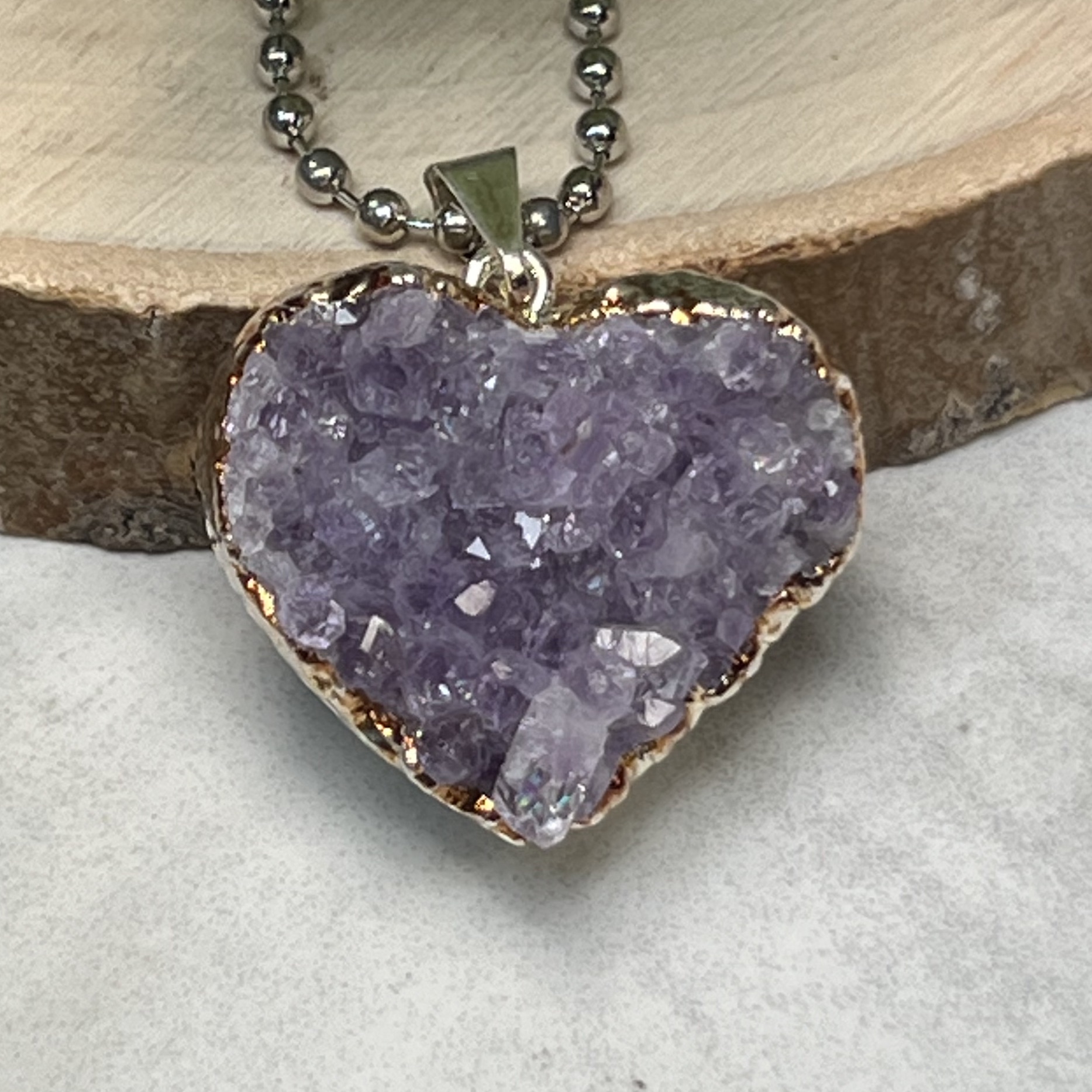 Amethyst Heart Necklace - The Crystal Council