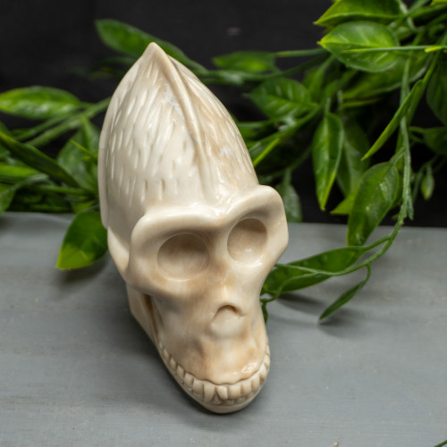 White Jade Monkey Skull