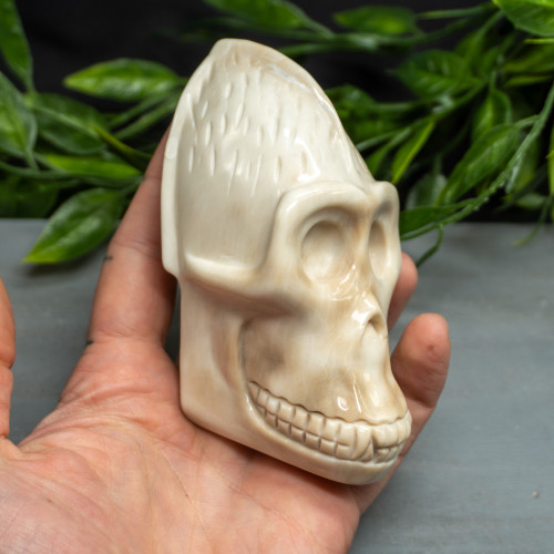 White Jade Monkey Skull