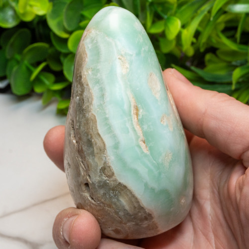 Caribbean Blue Calcite with Pistachio Calcite Free Form #1