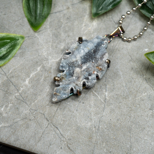 Druzy Agate Leaf Necklace