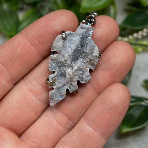 Druzy Agate Leaf Necklace