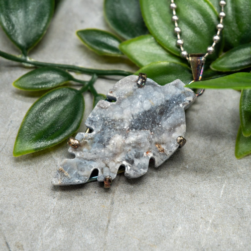 Druzy Agate Leaf Necklace