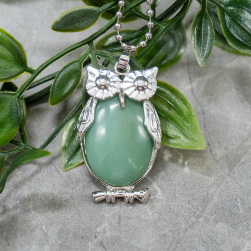 Green Aventurine Owl Necklace