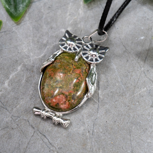 Unakite Owl Necklace