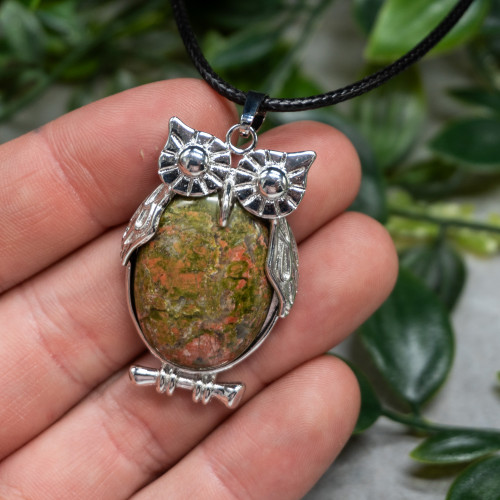 Unakite Owl Necklace