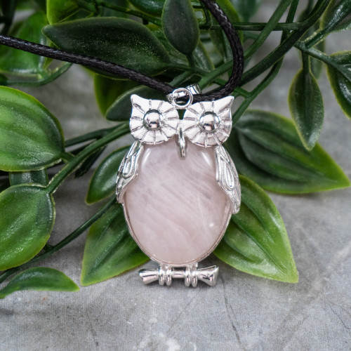 Rose Quartz Owl Necklace