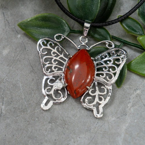 Red Jasper Butterfly Necklace