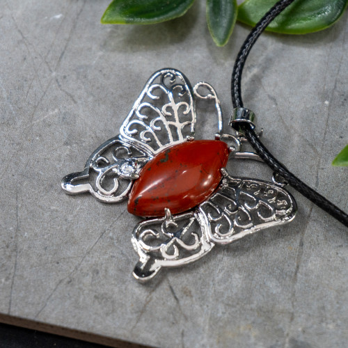 Red Jasper Butterfly Necklace