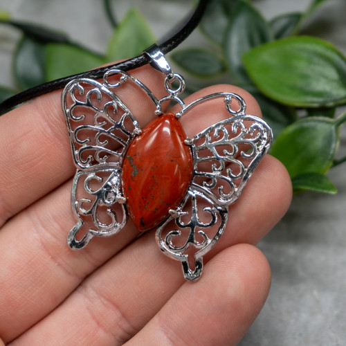 Red Jasper Butterfly Necklace