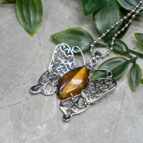 Tiger Eye Butterfly Necklace