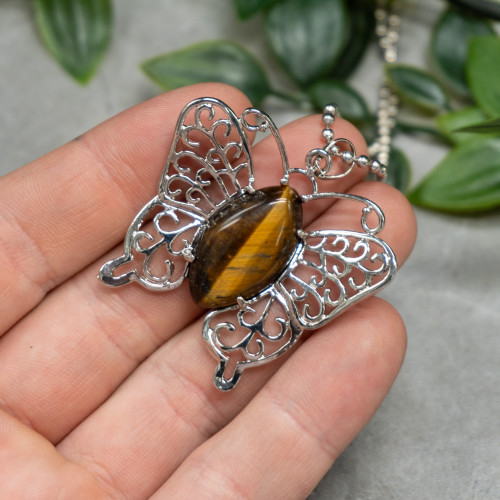 Tiger Eye Butterfly Necklace