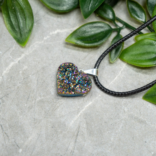 Small Titanium Quartz Heart Necklace