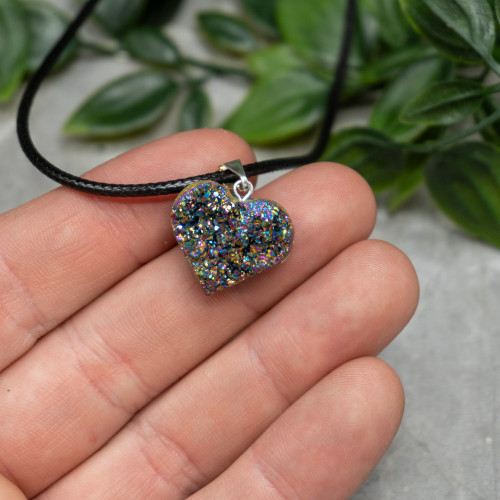 Small Titanium Quartz Heart Necklace