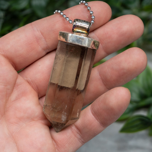 Smoky Quartz Large Polished Point Necklace