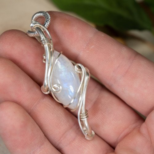 Large Rainbow Moonstone Pendant Wrap