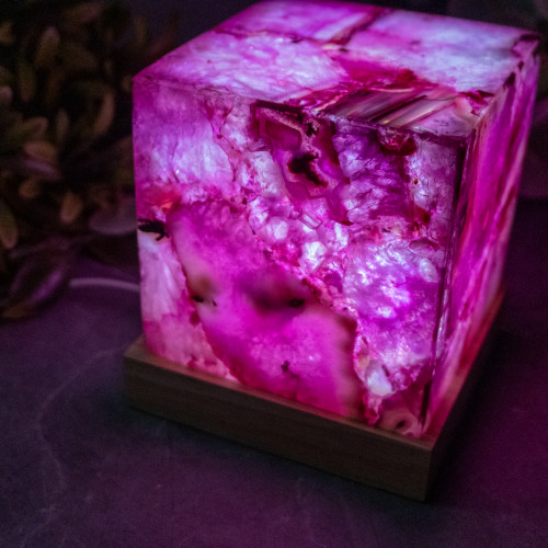 Dyed Pink Agate Square Lamp