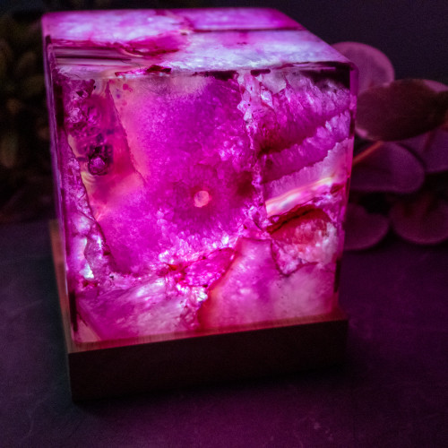 Dyed Pink Agate Square Lamp