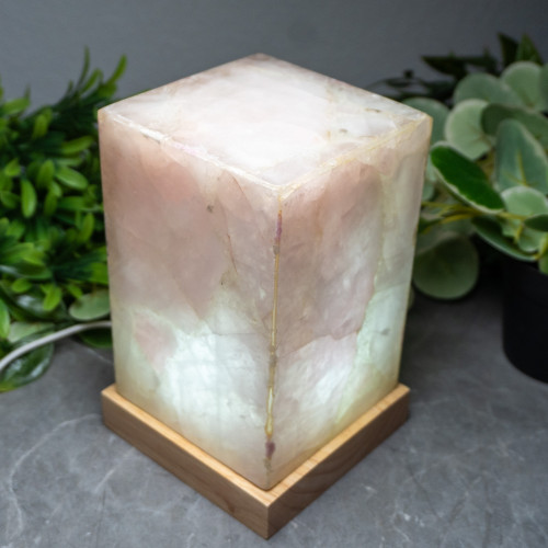 Rose Quartz Large Rectangle Lamp