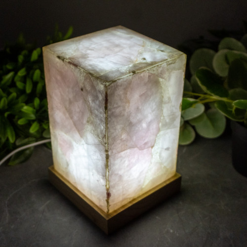 Rose Quartz Large Rectangle Lamp