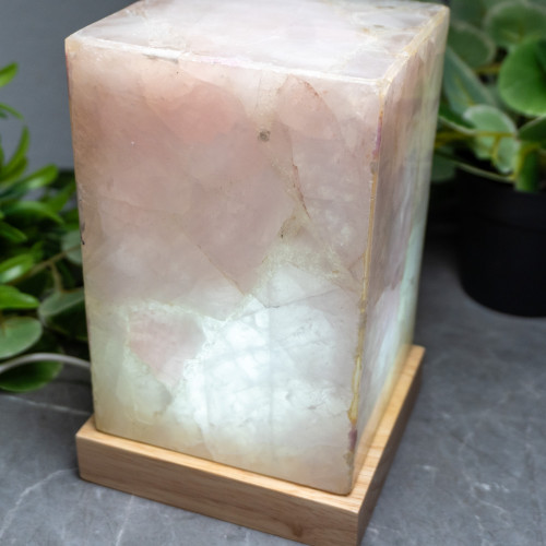 Rose Quartz Large Rectangle Lamp