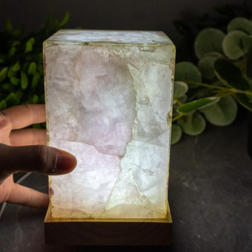 Rose Quartz Large Rectangle Lamp