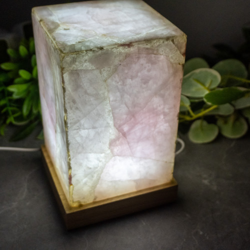 Rose Quartz Large Rectangle Lamp