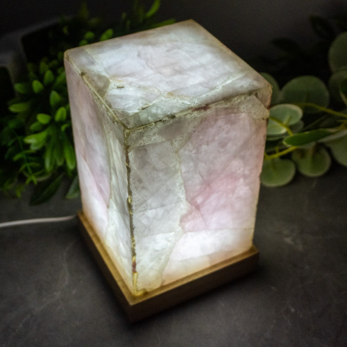 Rose Quartz Large Rectangle Lamp