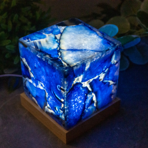 Dyed Blue Agate Square Lamp