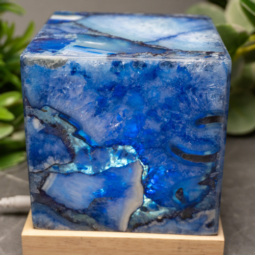 Dyed Blue Agate Square Lamp