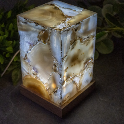 Banded Agate Large Rectangle Lamp #2