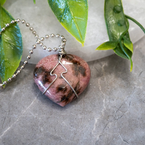 Rhodonite Heart Wire Wrap #1