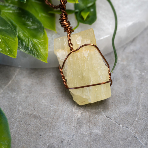 Raw Lemon Calcite Wire Wrap #1