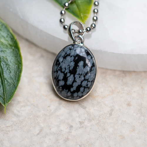 Snowflake Obsidian Pendant #1