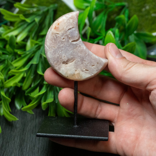 Pink Amethyst Cresecent Moon Stand #2