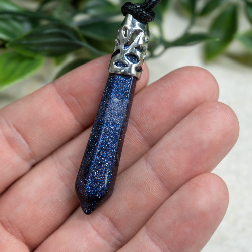 Blue Goldstone Silver Pendant Random