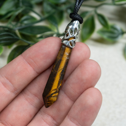 Tiger Eye Silver Pendant Random