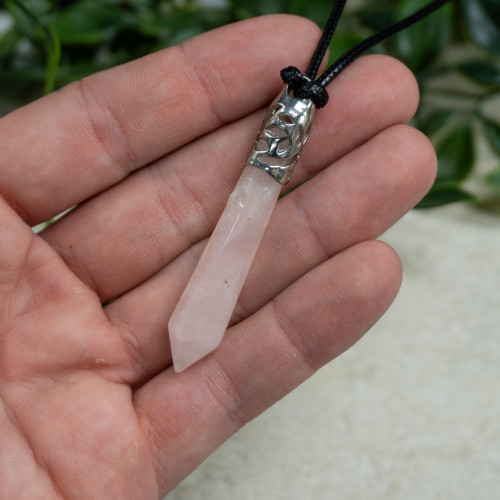 Rose Quartz Silver Pendant Random