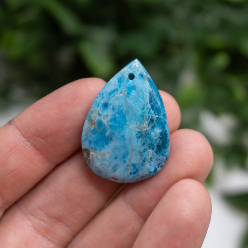 Blue Apatite Cabcahon with Drill Hole Random