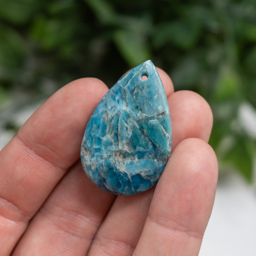 Blue Apatite Cabcahon with Drill Hole Random