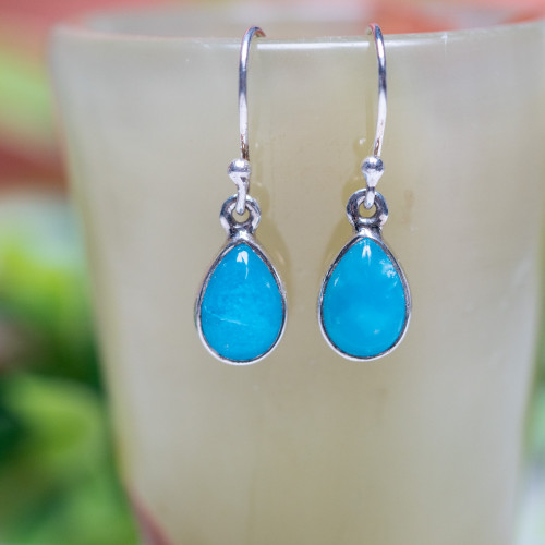 Blue Smithsonite Dangling Earrings #1