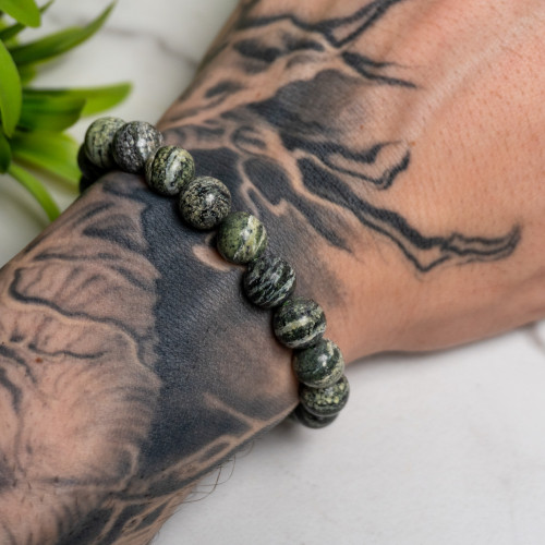 Zebra Serpentine (Green Tiger Eye) 9mm Bracelet