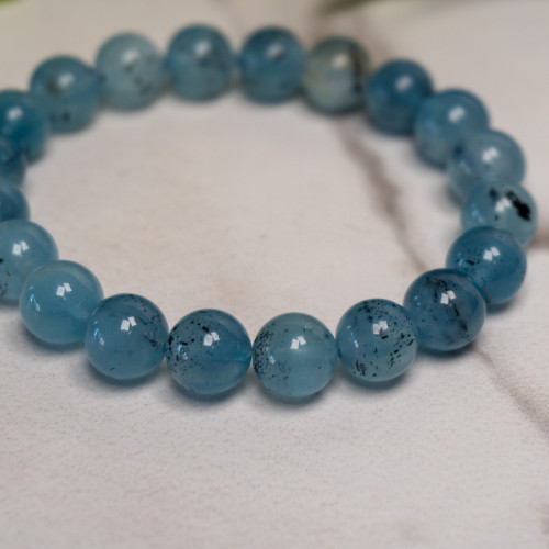 Aquamarine with Black Tourmaline 8mm Bracelet