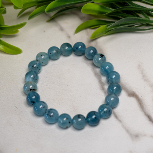 Aquamarine with Black Tourmaline 8mm Bracelet