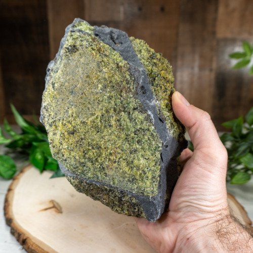 Large Raw Peridot in Bassalt #1